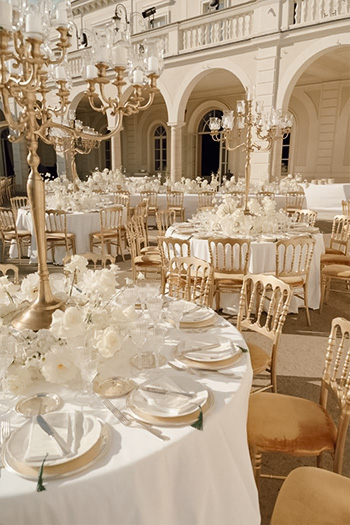 Vintage classic wedding with ornate chairs