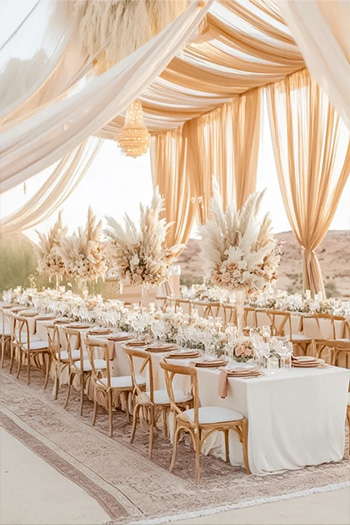 Natural mori style wedding with rattan chairs